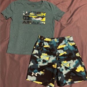 Under Armour Green Tee and Patterned Shorts Set